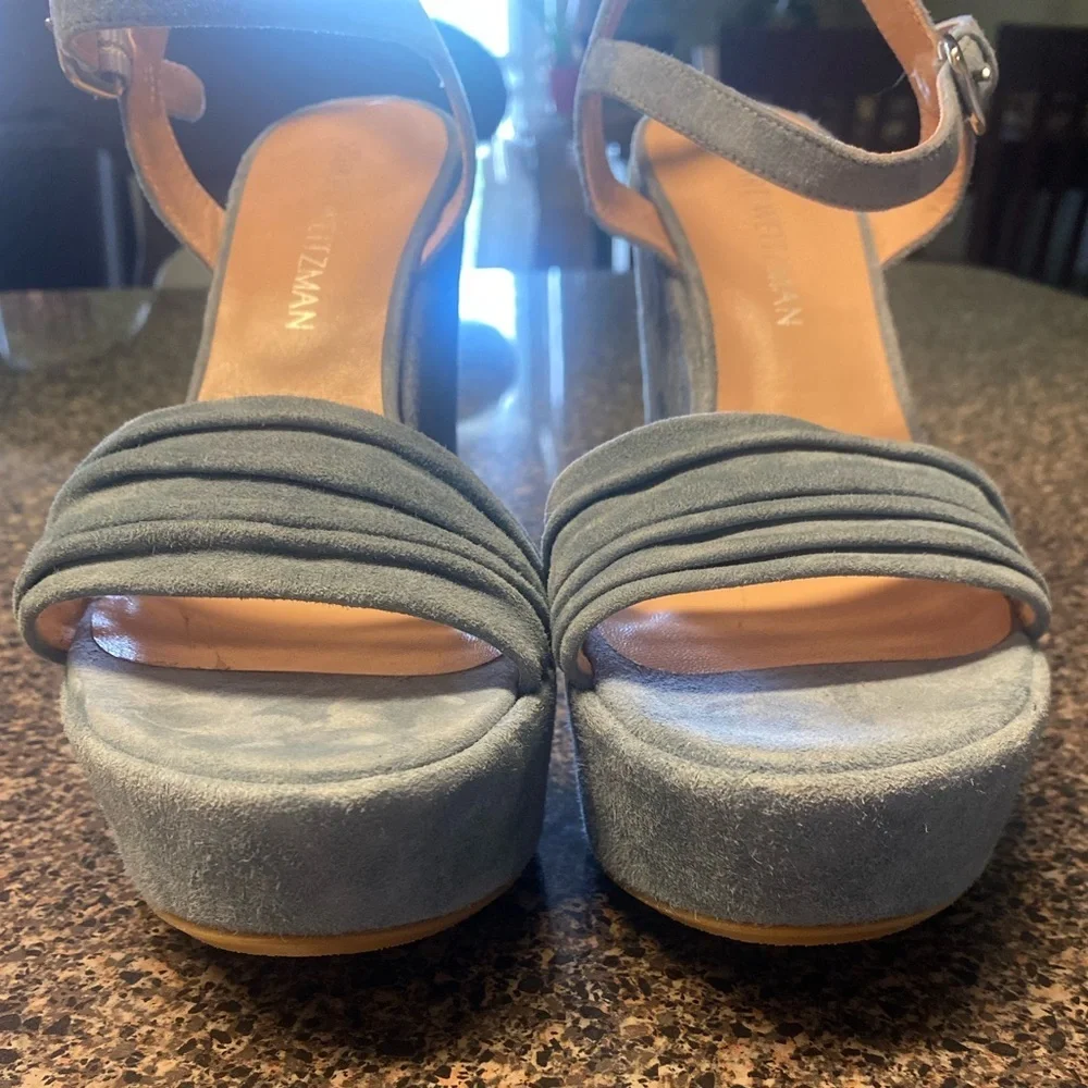 “STUART WEITZMAN” Suede Platform Wedge Sandal